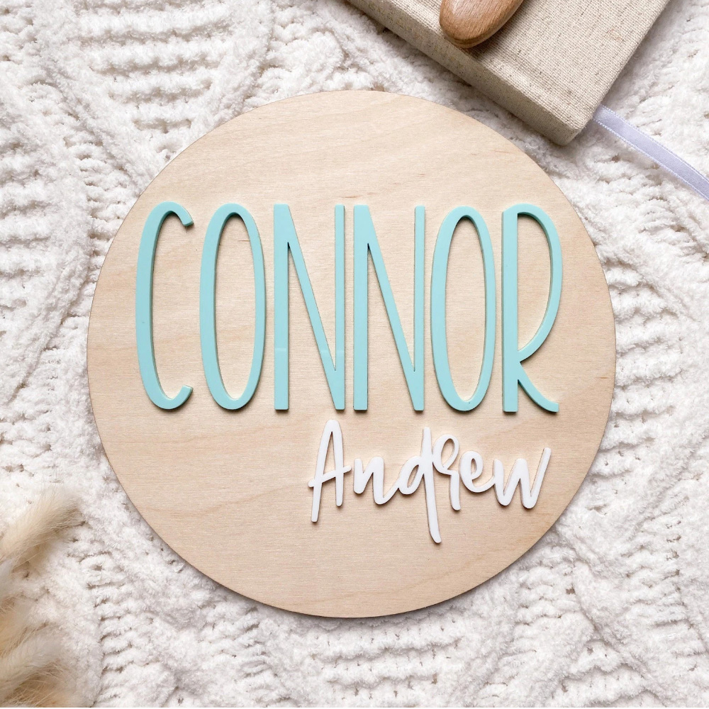 Halloween Party Supplies - Personalised Birth Announcement Plaque - Wood