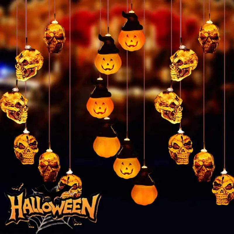 Halloween Pumpkin Decor Led - 1-2PCS Solar Halloween LED String Lights
