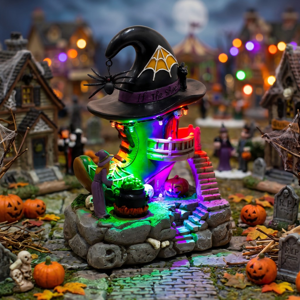 Halloween Village Witch Shoe H - Halloween Pumpkin Decor Led 评论和价格