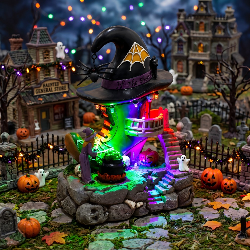 Halloween Village Witch Shoe H - Halloween Pumpkin Decor Led 评论和价格