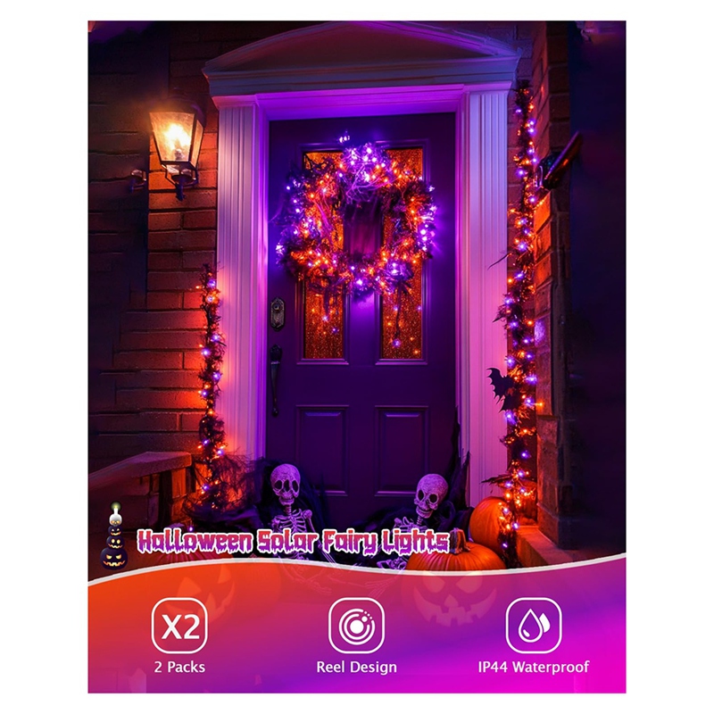 DT16 Solar Halloween String Li - Halloween Led String Lights Orange 评论和价格