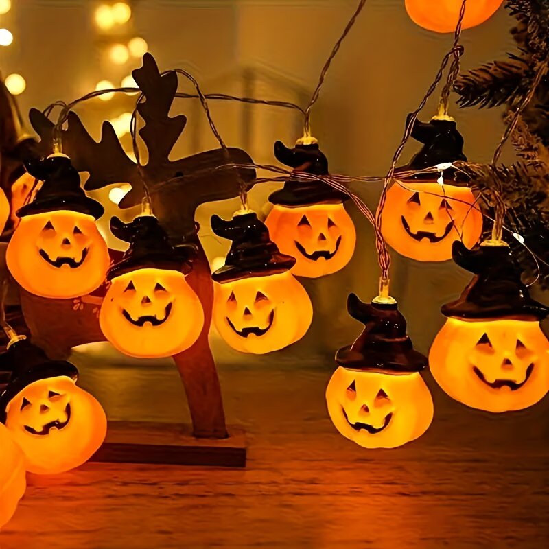 1.5M/59.06in Halloween Pumpkin - Halloween Led String Lights Orange 评论和价格