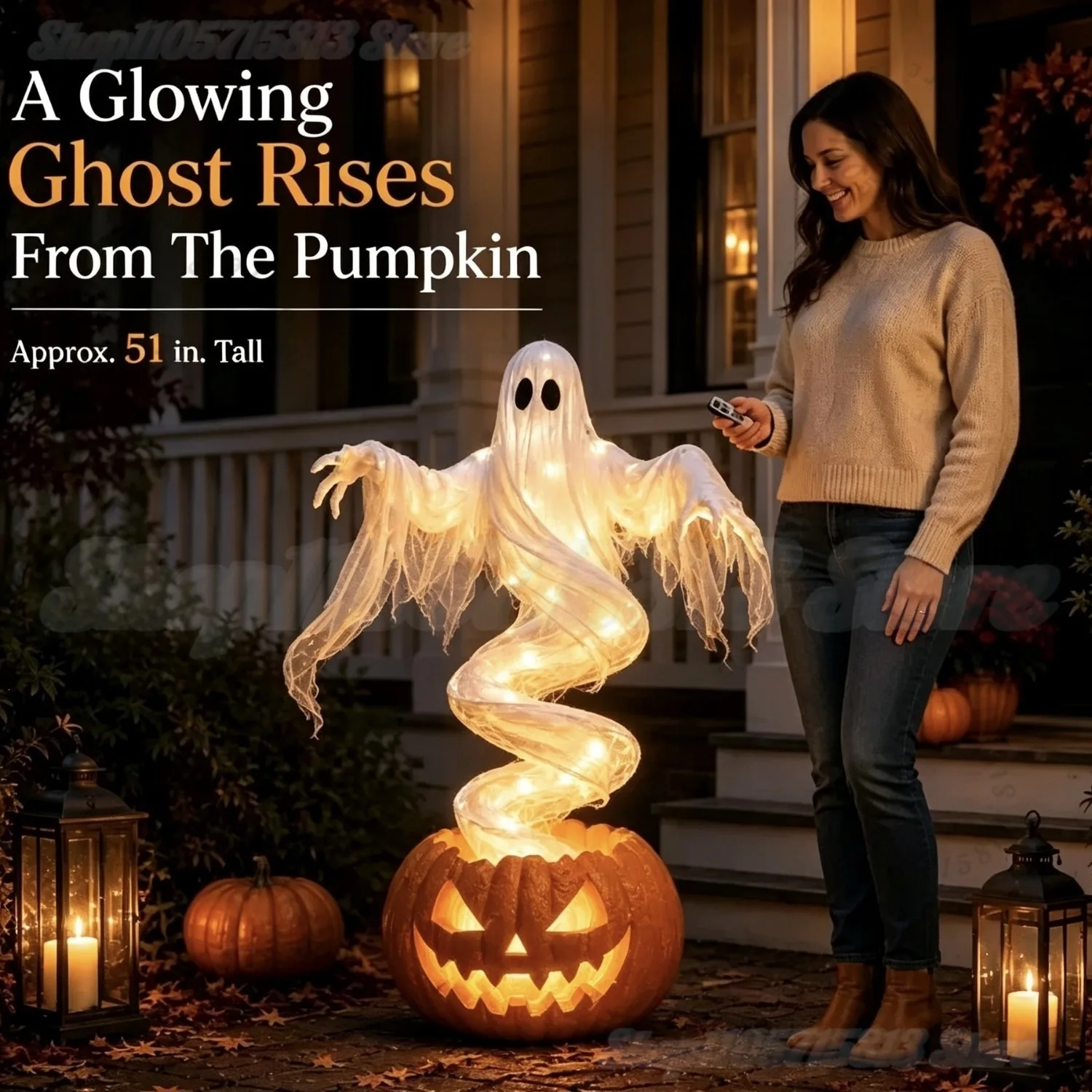 2026 Swirling Ghost Pumpkin Ya - Halloween Pumpkin Decor Led 评论和价格