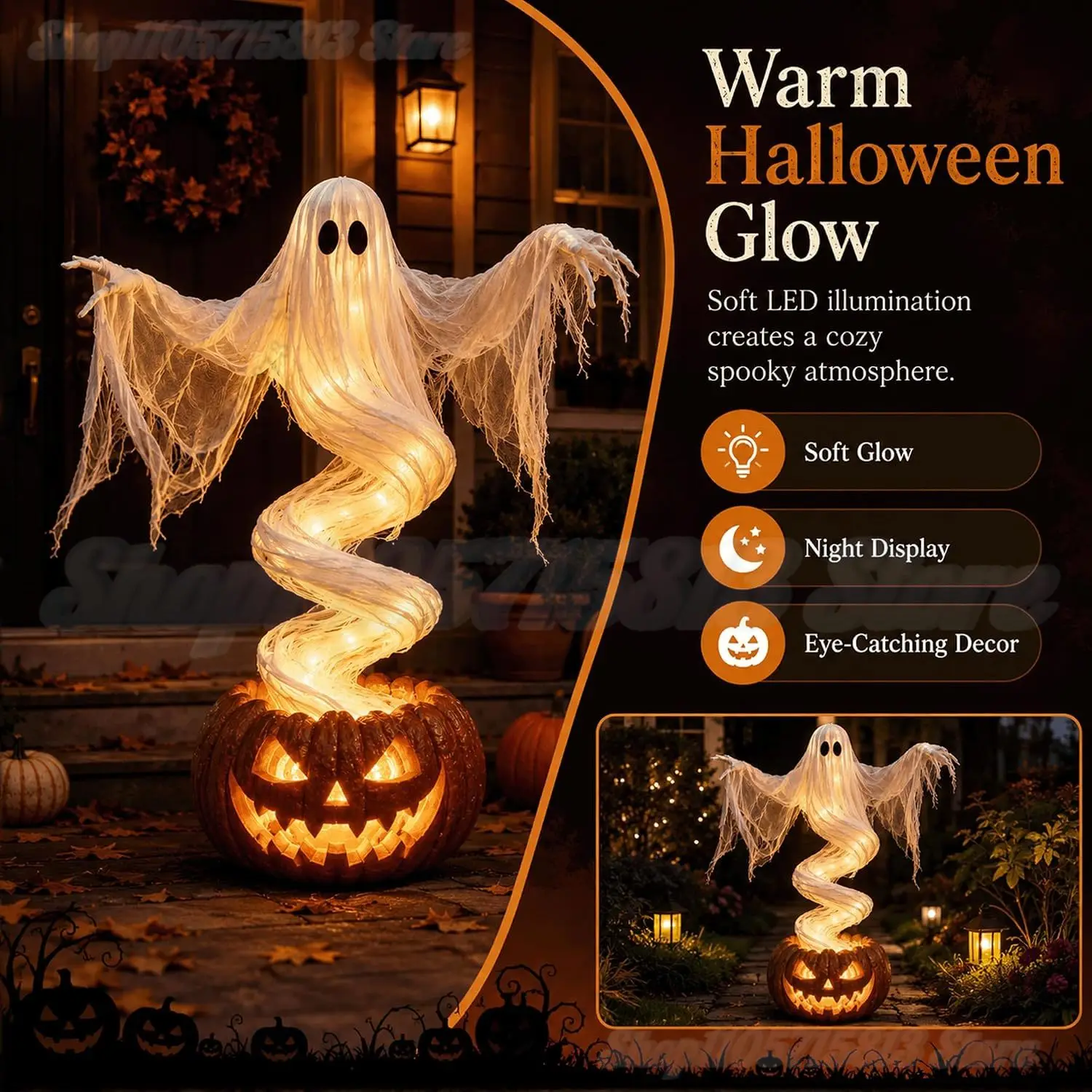 2026 Swirling Ghost Pumpkin Ya - Halloween Pumpkin Decor Led 评论和价格