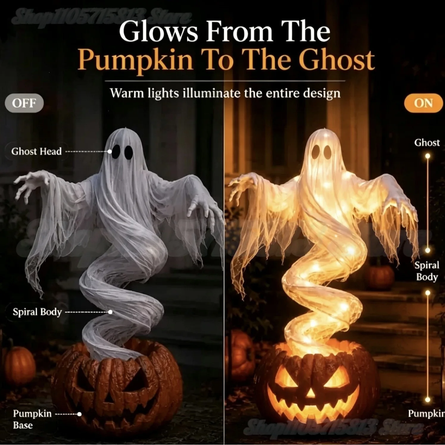2026 Swirling Ghost Pumpkin Ya - Halloween Pumpkin Decor Led 评论和价格