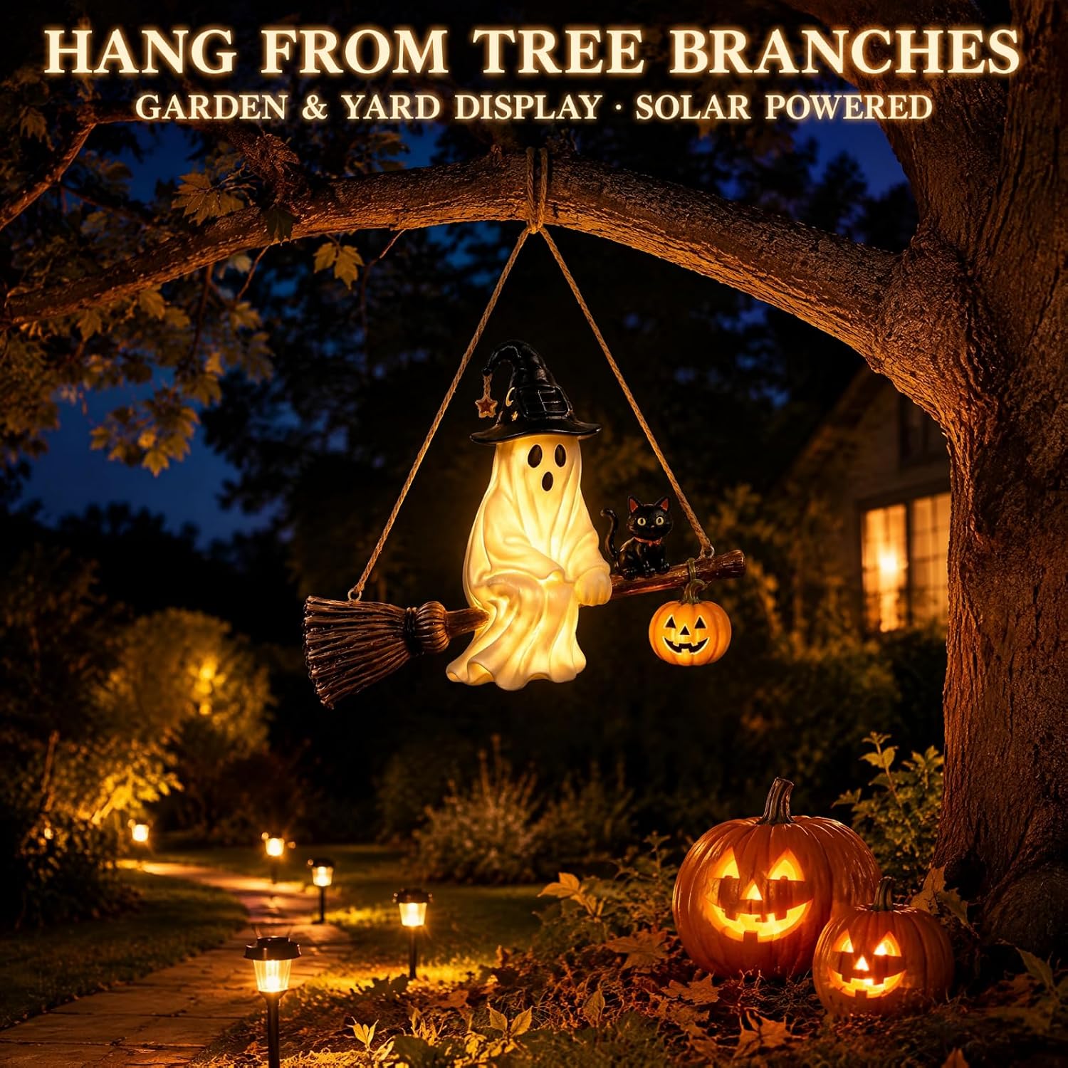 Solar Ghost Chandelier Hallowe - Pumpkin Lantern Halloween 评论和价格