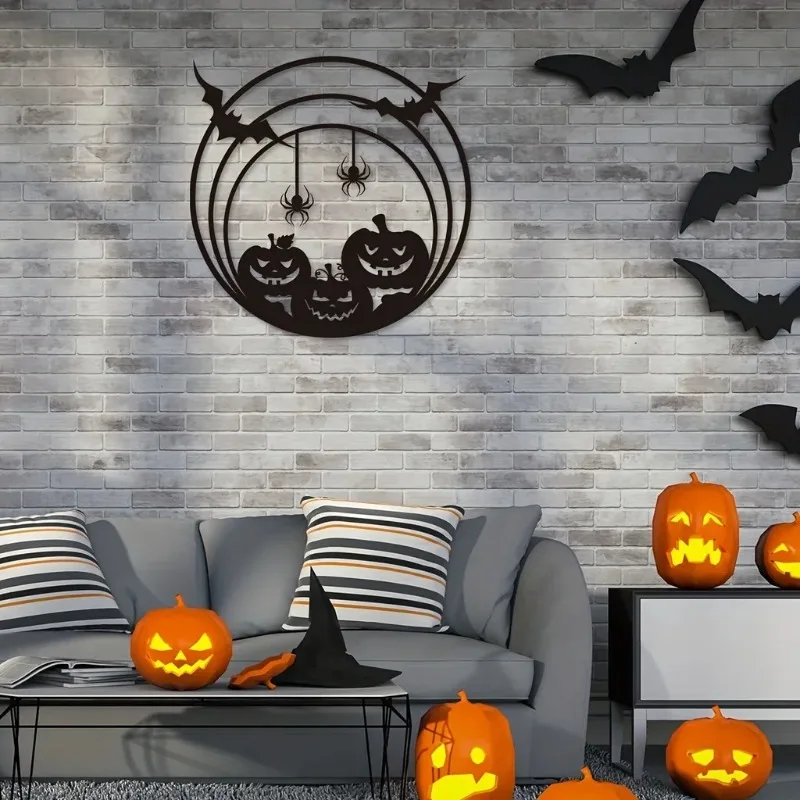 Halloween Metal Wall Art Pumpk - Spider Web Halloween Decoration 评论和价格