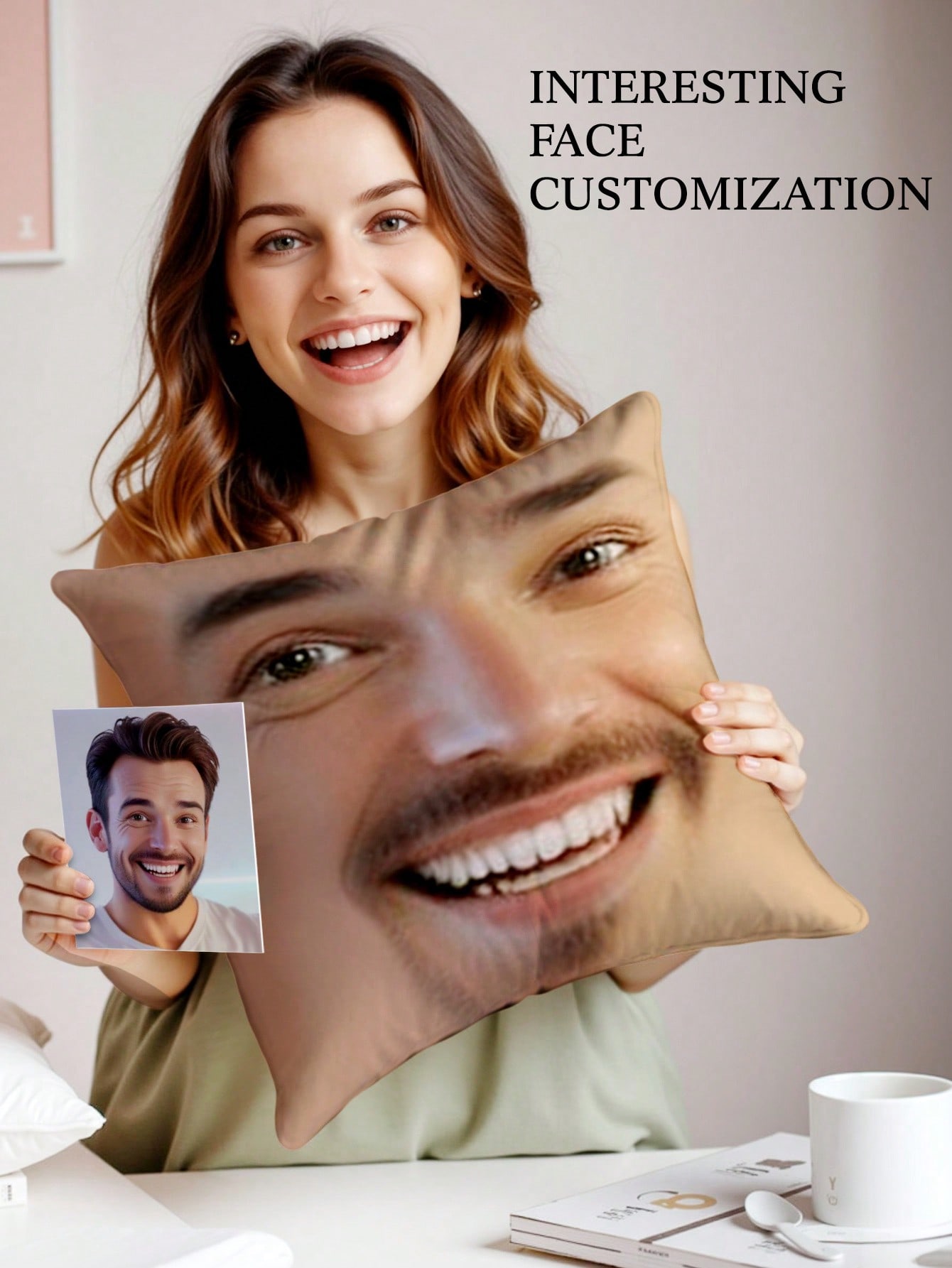 1pc Custom Face Square Pillow  - Halloween Party Supplies 评论和价格