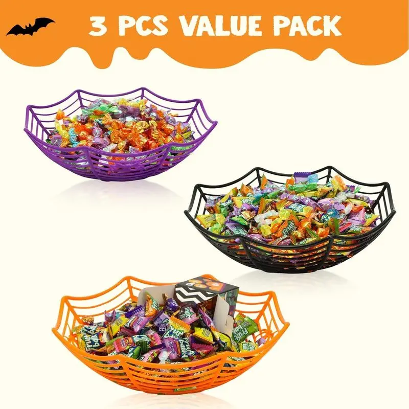 1/3 Pcs Halloween Candy Bowl S - Spider Web Halloween Decoration 评论和价格