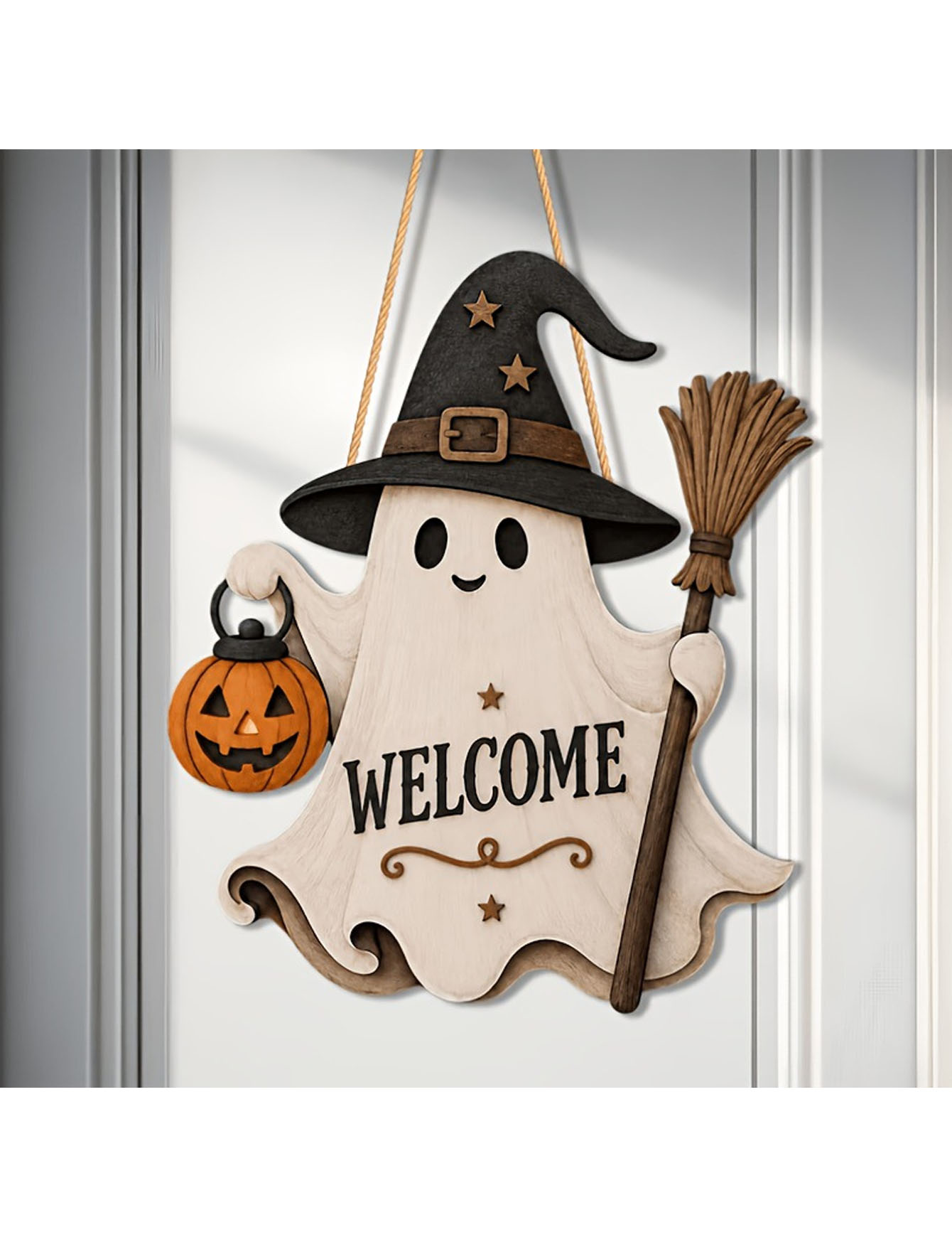 2D flat single-sided ghost doo - Pumpkin Lantern Halloween 评论和价格