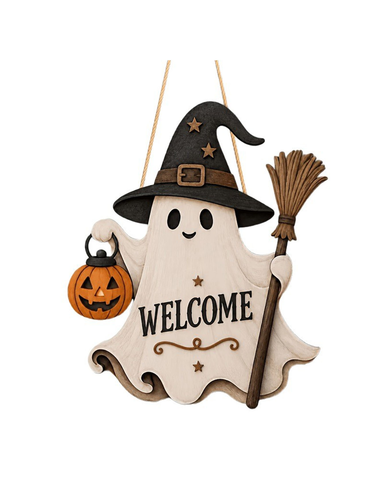 2D flat single-sided ghost doo - Pumpkin Lantern Halloween 评论和价格