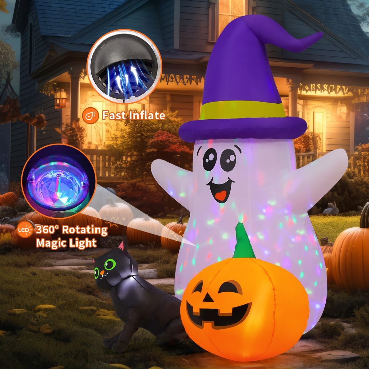5 Feet Halloween Inflatables G - Halloween Pumpkin Decor Led 评论和价格