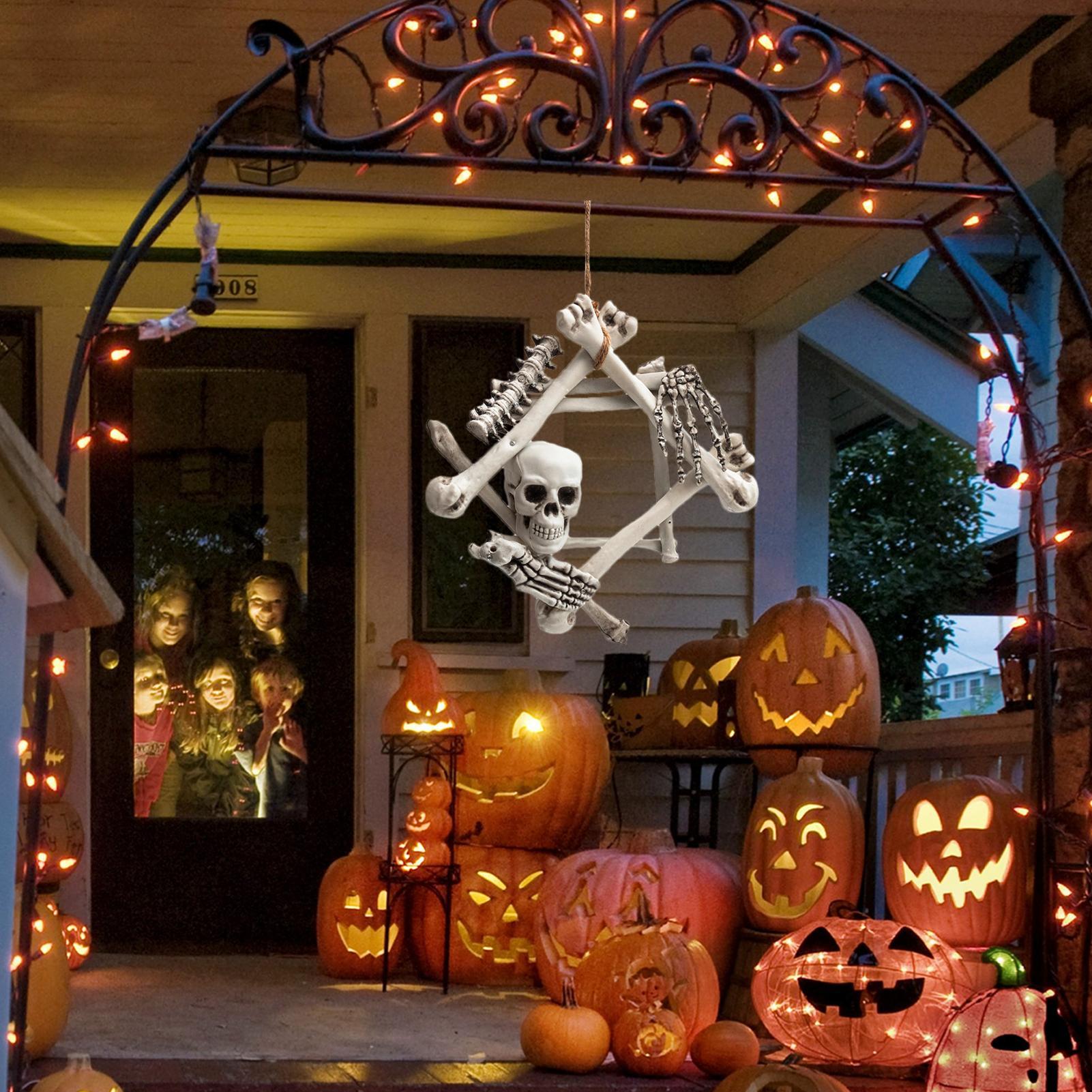 Halloween Skull Wreath Gothic  - Halloween Skeleton Decoration 评论和价格