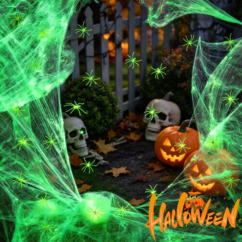 1-5Sets Halloween Glow in The  - Spider Web Halloween Decoration 评论和价格